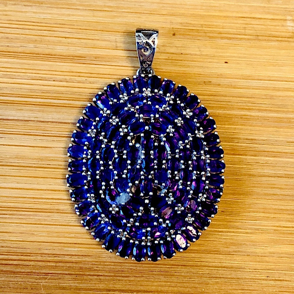 $96  Designer Estate Drop Pendant Reversible   Sterling Silver  Marked D'Joy 925